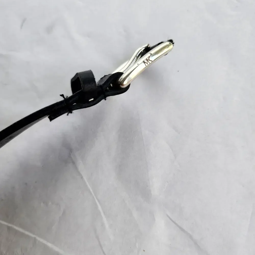 Michael‎ Kors Size M Leather Belt Black Silver Buckle 31-35